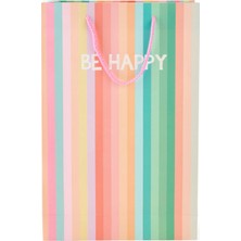 Matmel Be Happy Dikey Karton Çanta - Renkli - 38X25 cm