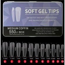ERHCE Balerin Coffin Soft Jel Tips Takma Tırnak 550'LI Gel Nail Art Tırnak Uzatma Protez Tırnak