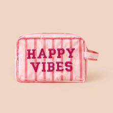 Simple Living Happy Vibes Kozmetik Çantası - Pembe - 21X12X8 cm