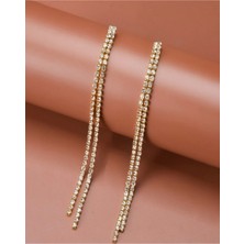 Mupte Jewelry Elmas Işıltılı Su Yolu Desenli Sallantılı Abiye Küpe