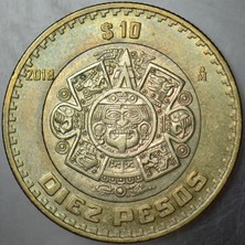 Banknoting Meksika 10 Peso 2018 Aztek Temalı. Bimetal.