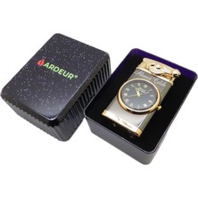 Ardeur® Ravenor Titanyum Gold Saatli Kişiye Özel Isimli Çakmak | Hediyelik Kutusunda