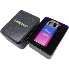 Ardeur® Crocodile Mavi/pembe Titanyum Çift Uçlu Kişiye Özel Isimli Çakmak | Hediyelik Kutusunda