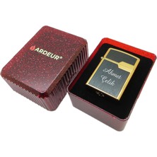 Ardeur® Crown Gold Siyah Isme Özel Çakmak | Hediyelik Çakmak