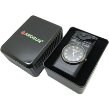 Ardeur® Obsidian Mat Siyah Kişiye Özel Isimli Saatli Çakmak | Hediyelik Kutusunda