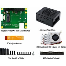 Raspberry Pi 5 M.2 Hat+ Pcıe Nvme Genişletme Kiti — Kasa ve Soğutucu Dahil