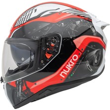 Nukrotech Nukro B-506 Level Beyaz-Kırmızı Güneş Vizörlü Kapalı Motosiklet Kaskı