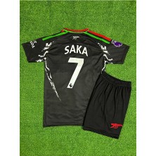 Jabuka Arsenal 2024/25 Yeni Sezon Bukayo Saka Deplasman Çocuk Forması 2'li Set (Black)