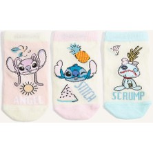DeFacto Disney Lilo & Stitch Lisanslı 3'lü Pamuklu Patik Çorap Kız Çocuk G1457A8NS