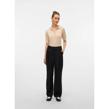 Vero Moda Siyah Kadın Regular Straight Pantolon Vmnıkkı Mw Straıght Pant Boo