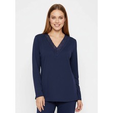 Wondergen Lacivert Kadın Pijama Üst 401WON-1110-220