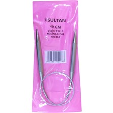 Sultan Çelik Telli Misinalı Şiş Numara 8 ( 8,0 Mm) 40 cm (Iki Şiş Arasi Ölçüsü 40 Cm'dir.)
