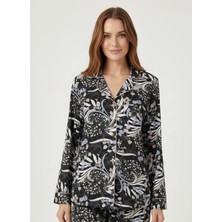 Wondergen Siyah-Beyaz  Kadın Desenli Pijama Üst 401WON-1124-228