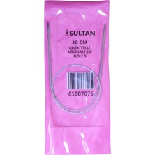 Sultan Çelik Telli Misinalı Şiş Numara 2,5 ( 2,5 Mm) 40 cm (Iki Şiş Arasi Ölçüsü 40 Cm'dir.)