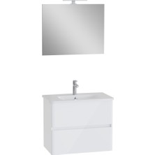 Vitra Mia Plus Round Parlak Beyaz Banyo Dolabı Seti 80CM İki Çekmeceli Lavabo Dolabı Modern Tasarım  69826