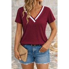 Alyn Wear Kadın Kısa Kollu V Yakalı Bürümcük Bluz
