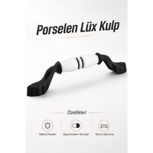 Nzb Porselen Beyaz Siyah Çizgi Kulp 128 mm 12.8 cm Mobilya Çekmece Dolabı Dolap Kapak Kulb Kulpu