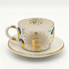 BSK Ceramics Handmade Limon Harfli Çay Fincanı E Harfi