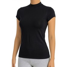 Öts Kadın Pamuklu T-Shirt Yarım Balıkçı Yaka Yarım Kol Günün Her Anı İçin (3604)