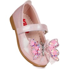 Kiko Kids Fly Cırtlı Kelebek Aksesuarlı Kız Çocuk Babet Ayakkabı