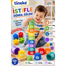 Tineke Bebekler Için Harf Istiflenebilir Bardak Oyuncağı 9 Parça Eğitici Denge ve Sıralama Oyunu