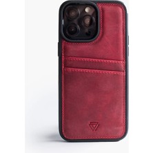 Zawa Apple iPhone 15 Pro Uyumlu Suni Deri Kartlık Arka Koruma Kılıf