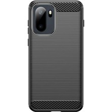 Microcase Oneplus 15R ile Uyumlu Brushed Carbon Fiber Silikon Kılıf - Siyah AL3332