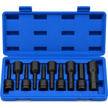 Badem10 Allen Bits Lokma Seti 10 Parça 1/2" Cr-Mo Çeliğicr-Mo Darbeli Uzun Alyan Lokma Takımı H5-H19 78 mm