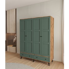 T&B Toprak 4 Kapaklı Çekmeceli Gardırop - Tamamı Mdf