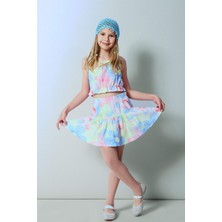 DeFacto %100 Pamuk Regular Fit Kare Yaka Askılı Poplin Çiçekli Sarı Mini Etekli 2'li Takım Kız Çocuk I0480A826HS