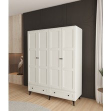 T&B Toprak 4 Kapaklı Çekmeceli Gardırop - Tamamı Mdf