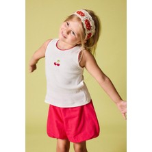 DeFacto Bisiklet Yaka Kiraz Baskılı Ekru Atlet Kız Bebek H9398A526HS