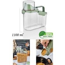 Vivart Bakliyat ve Deterjan Saklama Kutusu Sızrdırmaz Conta Kapaklı - 1100 Ml - Yeşil