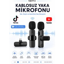 Neffo Type-C Girişli Kablosuz Yaka Mikrofonu Seti – Çift Mikrofonlu, Telefon Uyumlu