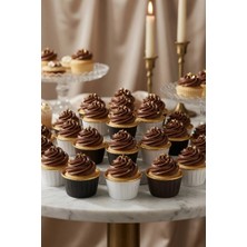 Dodomar Cupcake Kapsülü 24'lü Siyah Beyaz Kahverengi Varaklı Asetat Kutulu Muffin Kek Sunum Seti