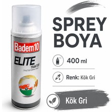 Badem10 Sprey Boya Kök Gri 400 ml Akrilik Hızlı Kuruyan Metal Ahşap Plastik Cam Yüzey Boyası Iç Dış Kullanım