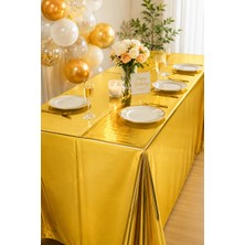 Dodomar Gold Altın Metalik Parti Masa Örtüsü 137X183 cm Doğum Günü Kutlama Masa Dekoru