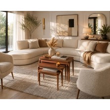 Msy Home Roma Naturel Ceviz 3’lü Pratik Iç Içe Geçen Zigon,yan,orta Sehpa – Mdf Modern Sehpa Takımı