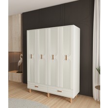 T&B Venüs 4 Kapaklı Çekmeceli Gardırop - Tamamı Mdf