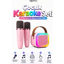 Neffo Karaoke Seti Çift Mikrofonlu Bluetooth Hoparlör Eğlence Seti Çocuk Eğlence Etkinlik