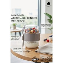 Muf Home Pratik Kendinden Kaşıklı Çift Hazneli Yemek ve Atıştırmalık Kabı Yoğurt, Müsli ve Yulaf Kabı – Bpa Içermez - 200 + 200 ml  Asorti Renk