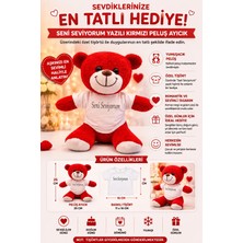Yenilig Seni Seviyorum Yazılı Kırmızı Peluş Ayıcık Romantik Hediye 25 cm Kırmızı