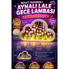 Yenilig Bulut Tasarımlı Aynalı LED Lale Gece Lambası Dekoratif Masa Lambası Çok Renkli