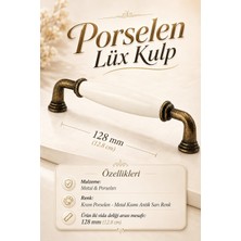 Nzb Porselen Krem Antik Sarı Kulp 128 mm 12.8 cm Mobilya Çekmece Dolabı Dolap Kapak Kulpları Kulb Kulpu