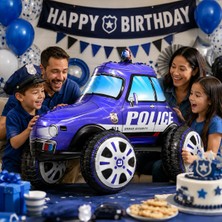 Dodomar 4d Polis Arabası Folyo Balon 68X58 cm Polis Temalı Doğum Günü Parti Süsü Dekorasyon