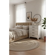 Msy Home Lila Beyaz 4 Çekmeceli Sifonyer Yatak Odası Şifonyer Modern Şifonyer 84X70X38 cm