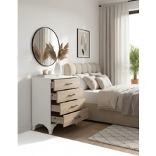 Msy Home Lila Beyaz-Sonomo 4 Çekmeceli Sifonyer Yatak Odası Şifonyer Modern Şifonyer 84X70X38 cm