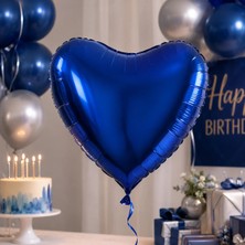 Dodomar Koyu Mavi Kalp Folyo Balon 18 Inç Doğum Günü Parti Süsü Dekorasyon Balonu Helyumlu