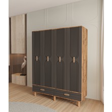 T&B Venüs 4 Kapaklı Çekmeceli Gardırop - Tamamı Mdf