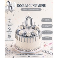 Parti Dükkanı Gümüş Gri 0 Rakam Pasta Mumu 12 cm Doğum Günü Sayı Mumu